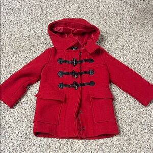GAP Kids Red Pea Coat with Toggle Closures